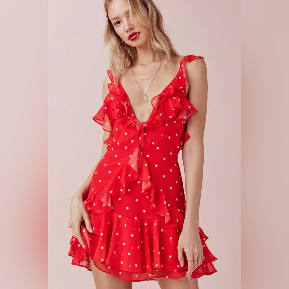For Love and Lemons red polka dot dress